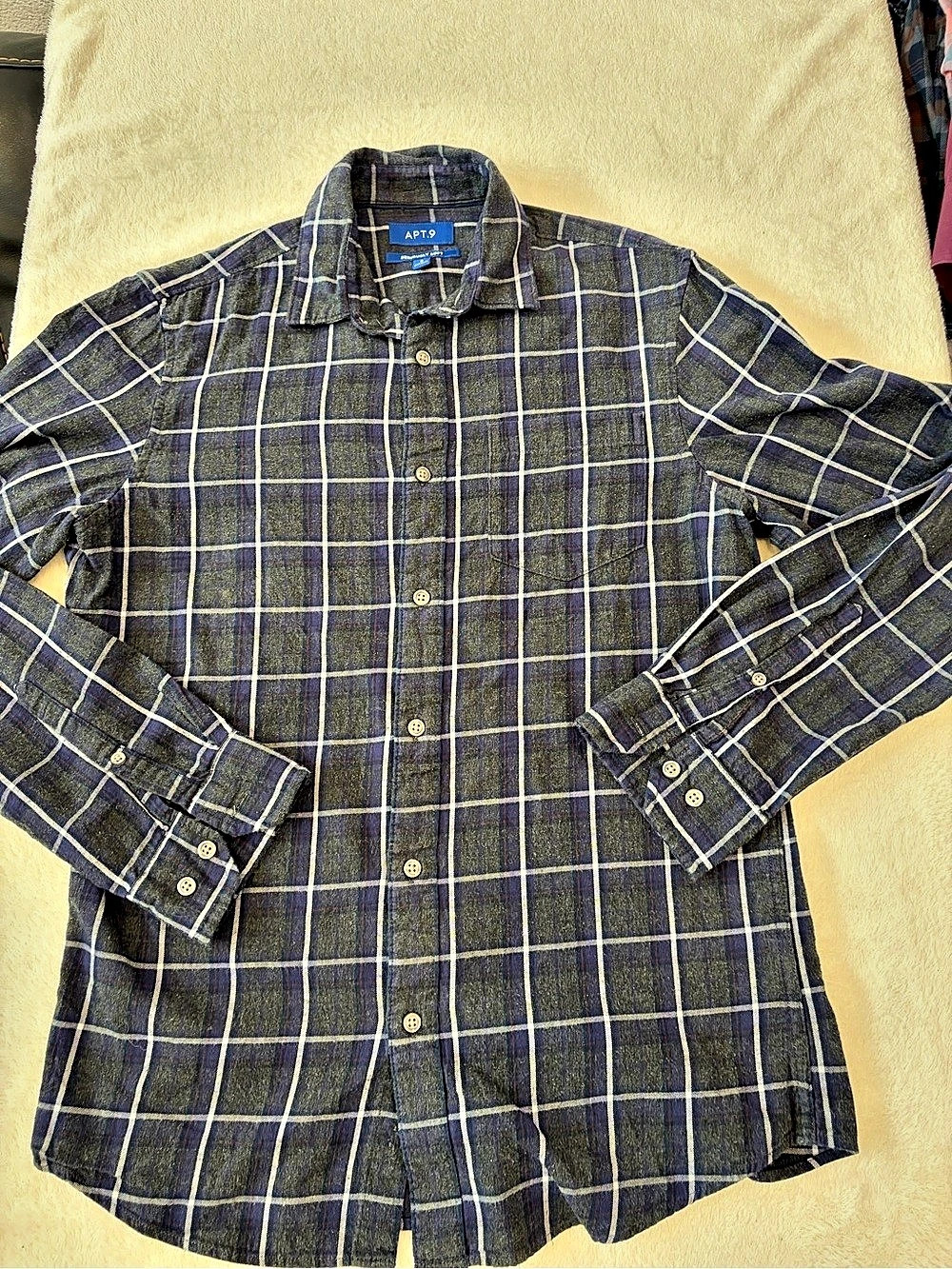 APT.9 Seriously Soft Plaid Flannel Shirt Blue & Gray Small